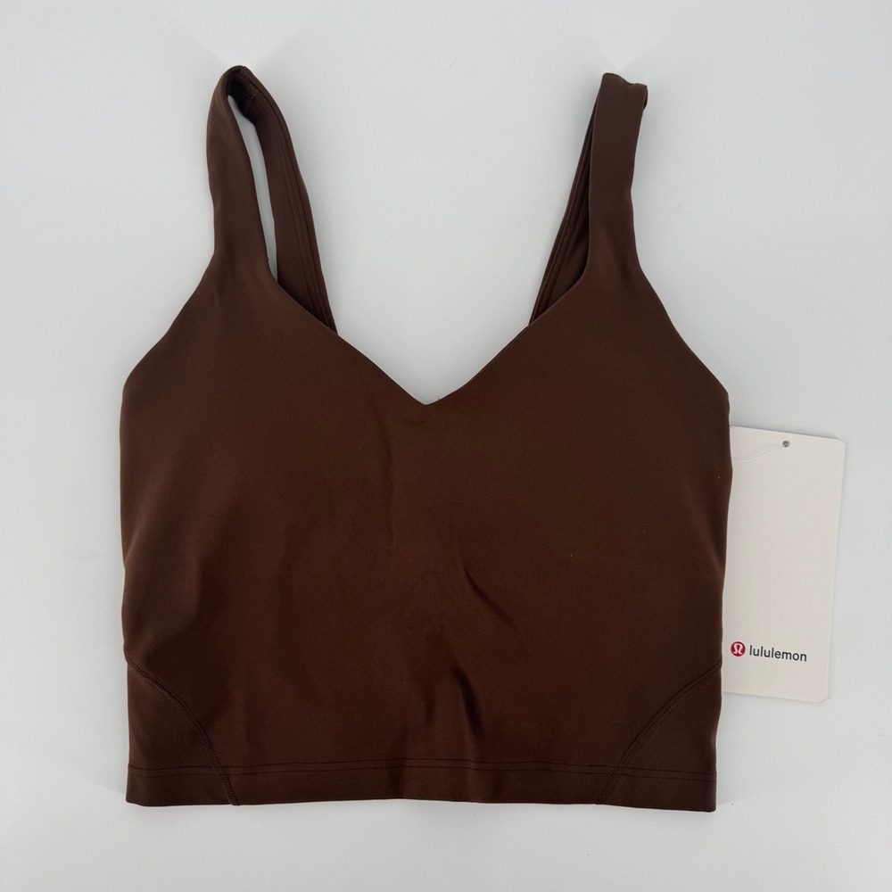 Lululemon Align Tank Top Java Brown Nulu Cropped Yoga Bra LW1DTWS Size 2 NEW